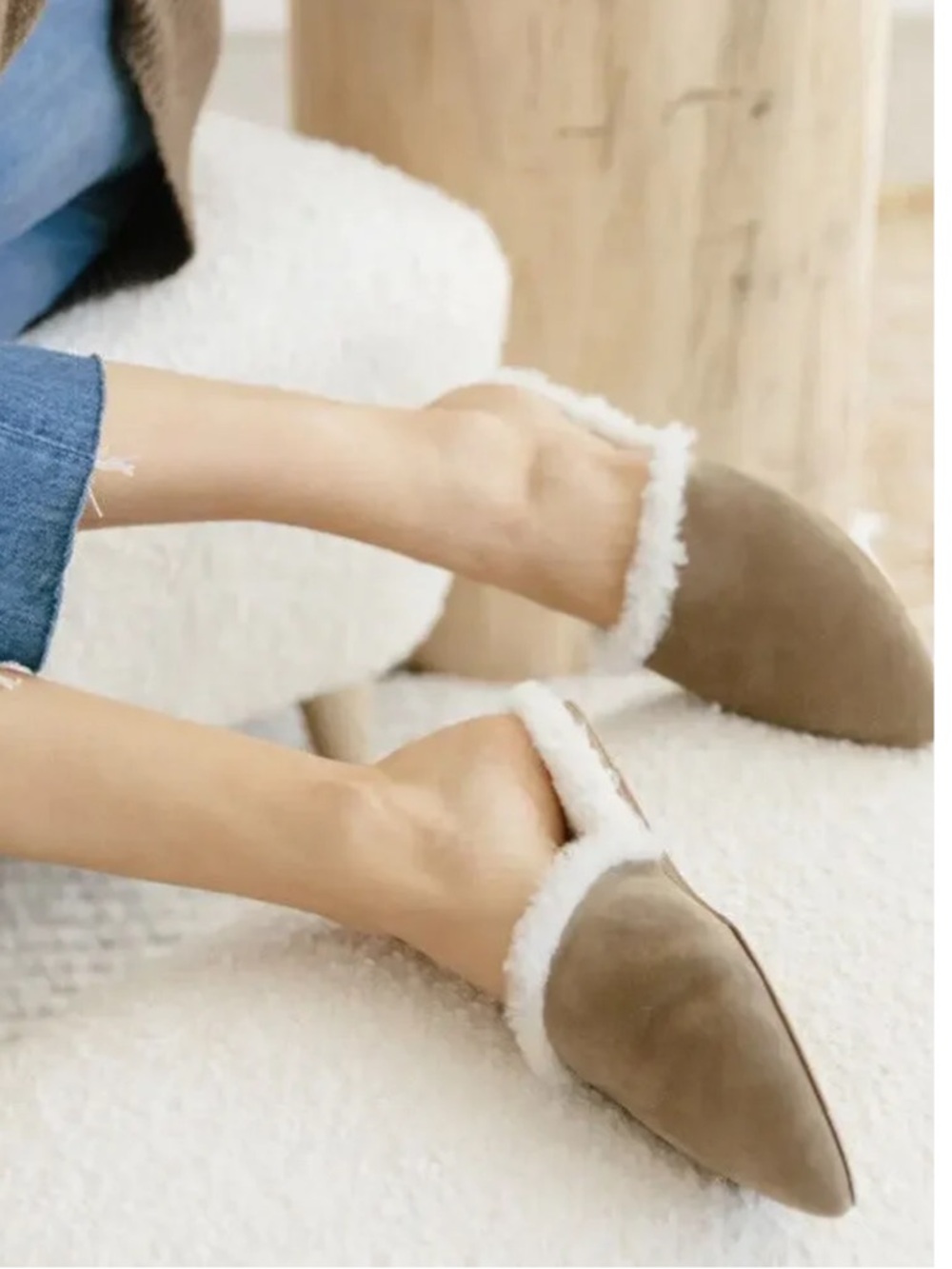 Jenni Kanye Shearling Lined Suede Mules size 7 - Picture 2 of 9